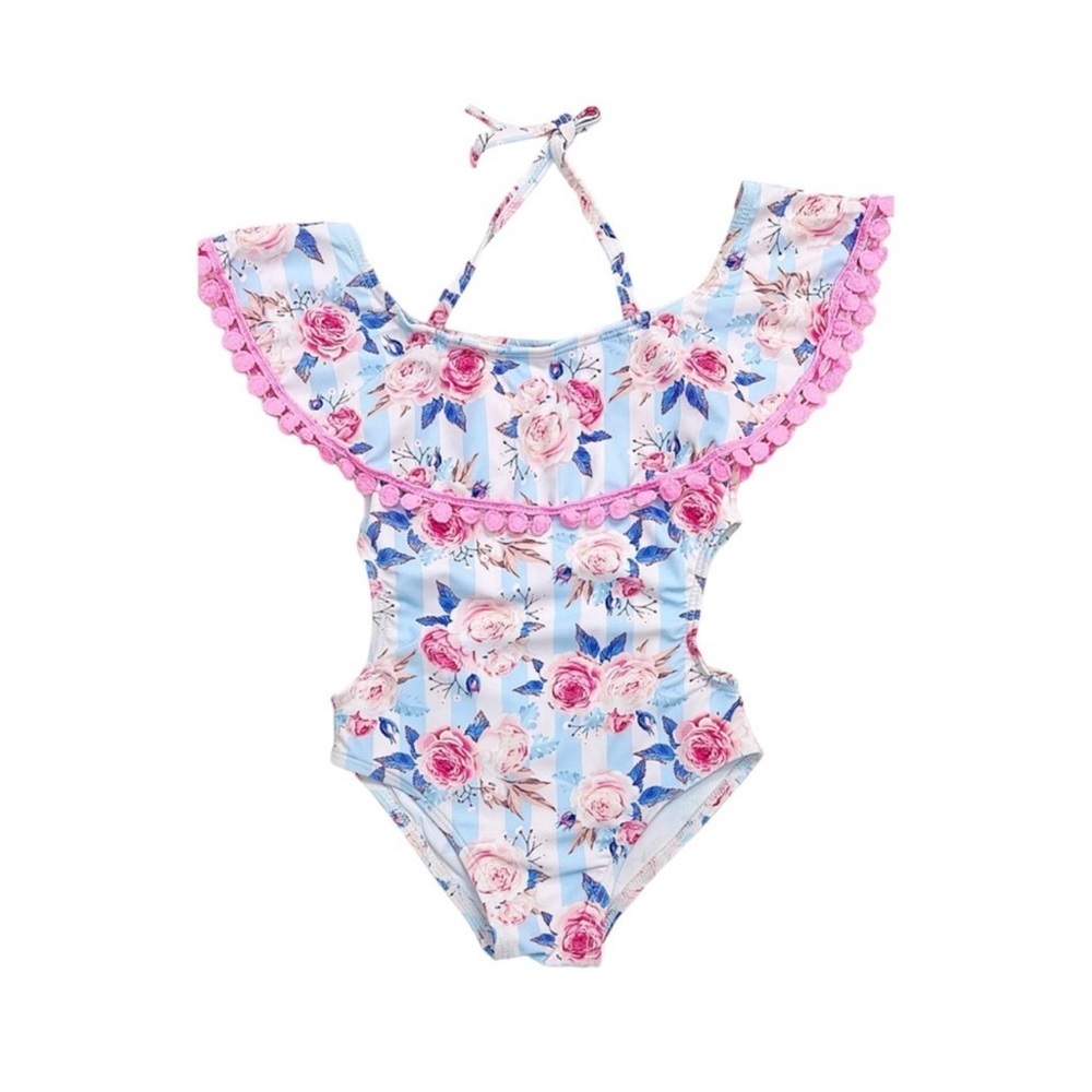 New Boutique Girls Floral One Piece Bathing Suit